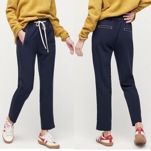 J. Crew Navy Cropped Drawstring Pants with White Stitching
